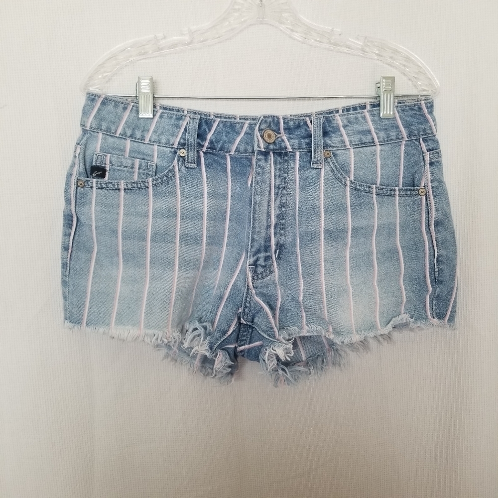 KanCan Stripped Denim Shorts